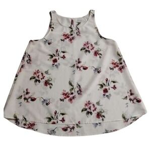 Abercrombie Fitch Floral Tank Top Womens XS White Pink Blue Sleeveless